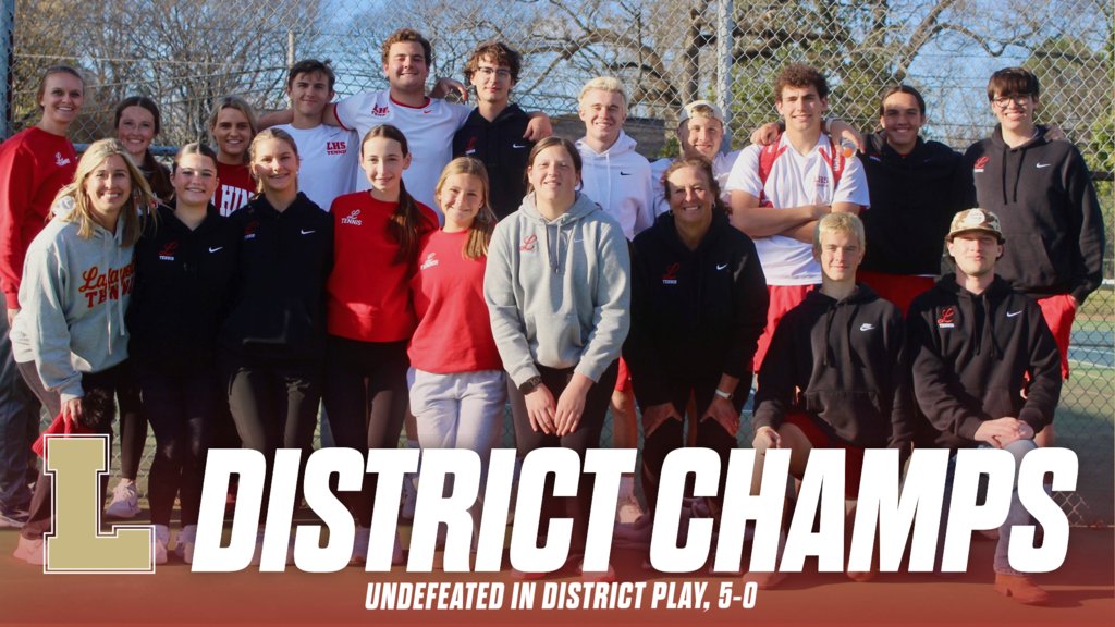 Congratulations to the Lafayette Tennis team on remaining undefeated in district play (5-0) and claiming another district title. #TheCounty
