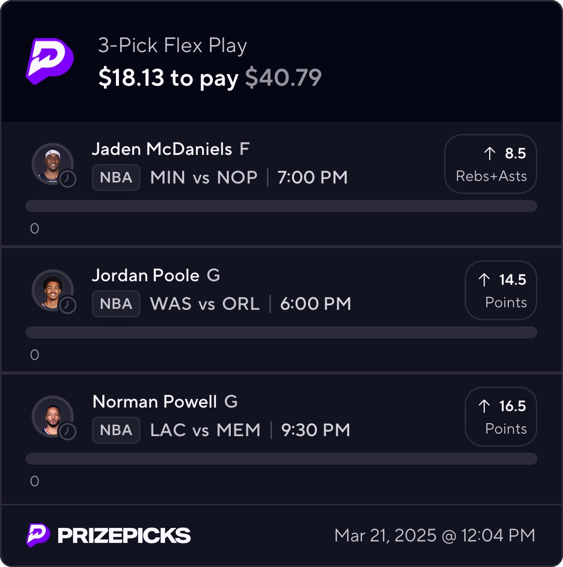 MMPICKS2245's tweet photo. Its friday….flex friday play of the day!!!!!

•Jaden McDaniels over 8.5 Rebounds + Assists
McDaniels has been a consistent contributor, averaging 12.6 points, 6.0 rebounds, and 2.1 assists per game this season.
  
•Jordan Poole over 14.5 Points
Poole recently showcased his clutch shooting, hitting a game-winning 3-pointer against the Nuggets.

•Norman Powell over 16.5 Points
Powell has been a pivotal force for the Clippers, stepping up in the absence of key players and delivering standout performances.  

LIKE AND FOLLOW IF TAILING….
#NBA #NBAPicks #SportsBetting #GamblingTwitter #PrizePicks #NBABetting #BettingTips #NBABets #MMpicks”
