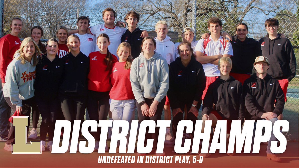 Congratulations to the Lafayette Tennis team on remaining undefeated in district play (5-0) and claiming another district title. #TheCounty
