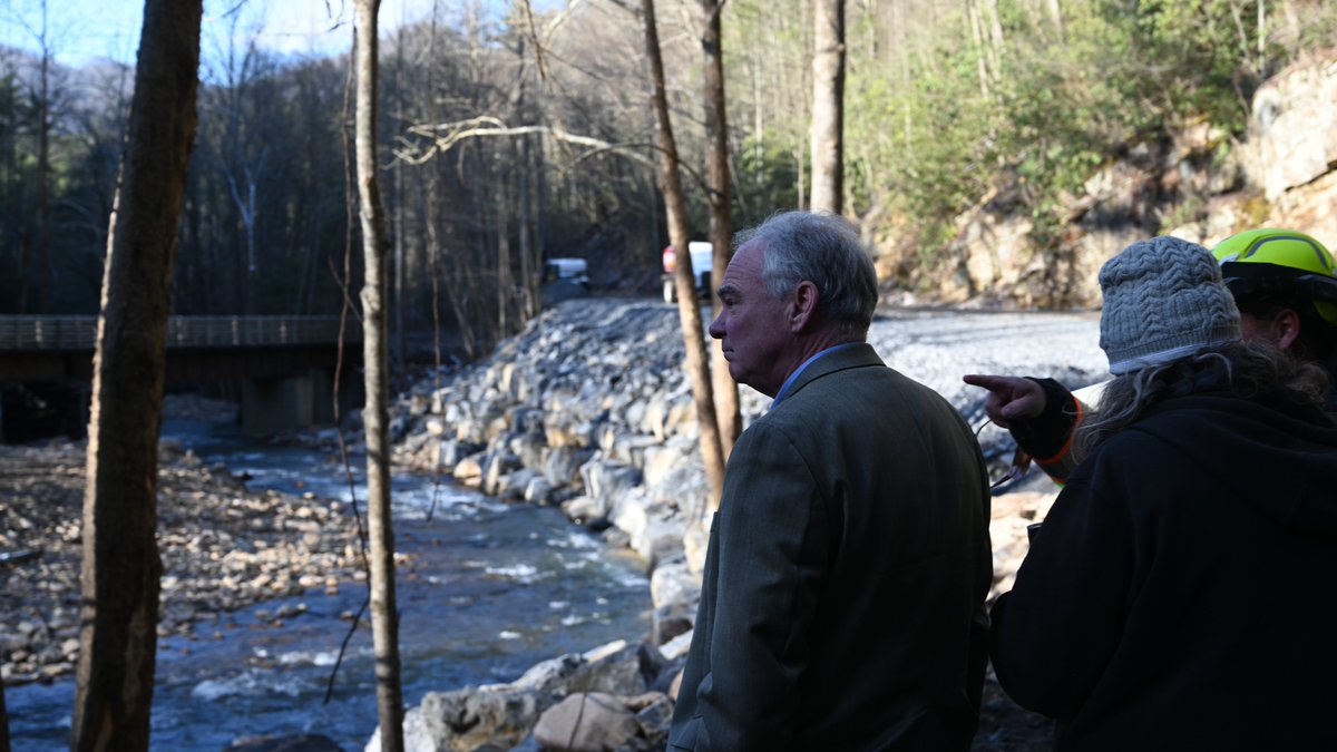 SenTimKaine's tweet photo. Today, I was in Damascus to get an update on how federal funding we secured is helping rebuild the Creeper Trail and infrastructure damaged during Hurricane Helene. This trail is a crucial part of the local economy, and I’m impressed by the resilience of the community and everyone’s work to rebuild the trail. We still have more to do, and I’ll keep working to ensure Southwest Virginia continues to have the resources it needs.