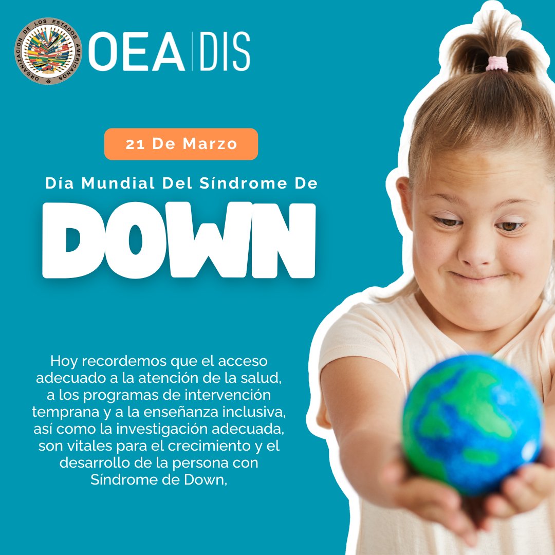 En el #DíaMundialDelSíndromeDeDown, desde @OEA_Inclusion reafirmamos la dignidad, valía y aportes fundamentales de las personas con discapacidad intelectual. Su autonomía e independencia son clave para construir comunidades más inclusivas, diversas y equitativas.