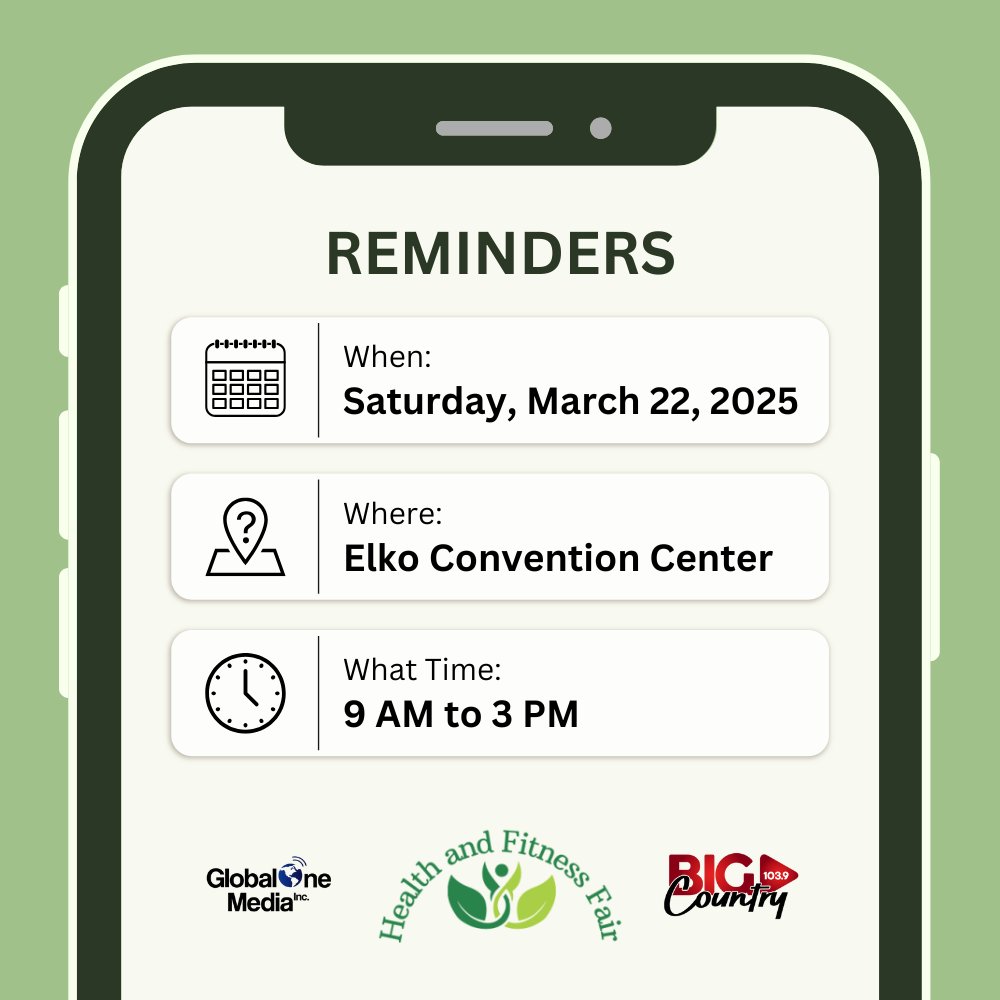 1️⃣ DAY TO GO!

We’re just one day away from a day full of fitness, food, and fun! Here are a few reminders to get you ready for tomorrow 💚 #HealthAndFitnessFair2025 #GlobalOneMediaInc

For more info, call 775-777-1196 or visit elkohealth.com.