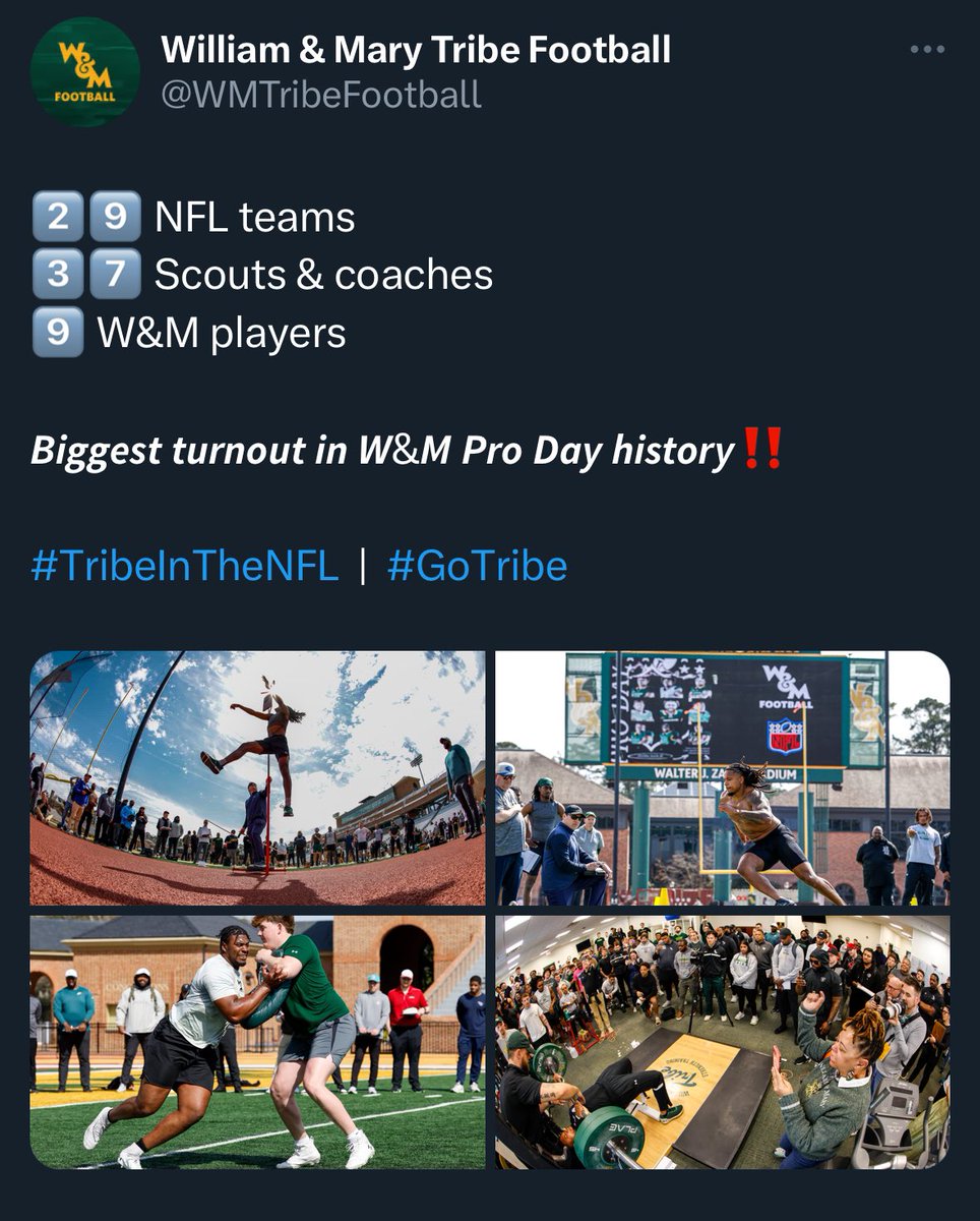 CoachOctober's tweet photo. Great time to #BeintheTRIBE‼️🔰
Shoutout to our student athletes for staying true to the fabric of William and Mary of “MAKING HISTORY‼️” 🫡
March 20th will forever have us in Williamsburg singing ‼️ 🎶
#GoTRIBE x #ItspossibleHERE 📍 https://t.co/mpXc0NB53a