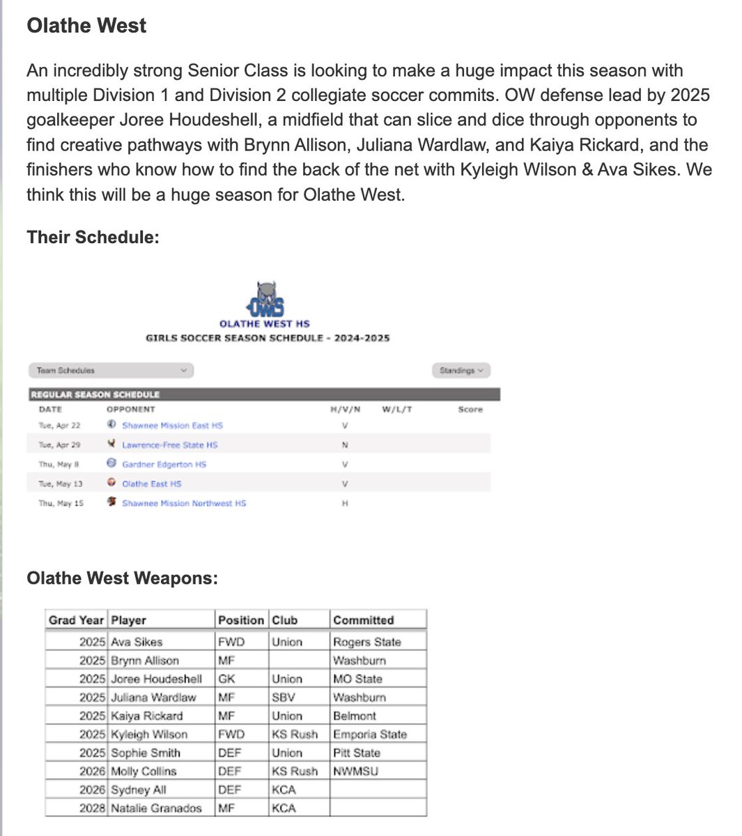 SoccerKC (@hssoccerkc) on Twitter photo <a href="/MattTrumpp/">Olathe West Soccer</a> <a href="/metrosports_mk/">Metro Sports MoKan</a> <a href="/MSMK_Riley/">Riley Spencer</a> <a href="/ava_sikes8/">Ava Sikes</a> <a href="/JoreeHoudeshell/">Joree Houdeshell</a> <a href="/julianawardlaw3/">Juliana Wardlaw</a> <a href="/kaiyarickard26/">Kaiya Rickard</a> <a href="/kyleigh_wilso11/">Kyleigh Wilson</a> <a href="/mollycollins04/">mollycollins4</a> <a href="/SydneyAll2026/">Sydney All 2026</a>
Read more: hssoccerkc.blogspot.com/2025/03/kansas… <a href="/MattTrumpp/">Olathe West Soccer</a> <a href="/metrosports_mk/">Metro Sports MoKan</a> <a href="/MSMK_Riley/">Riley Spencer</a> <a href="/ava_sikes8/">Ava Sikes</a> <a href="/JoreeHoudeshell/">Joree Houdeshell</a> <a href="/julianawardlaw3/">Juliana Wardlaw</a> <a href="/kaiyarickard26/">Kaiya Rickard</a> <a href="/kyleigh_wilso11/">Kyleigh Wilson</a> <a href="/mollycollins04/">mollycollins4</a> <a href="/SydneyAll2026/">Sydney All 2026</a>
Read more: hssoccerkc.blogspot.com/2025/03/kansas…