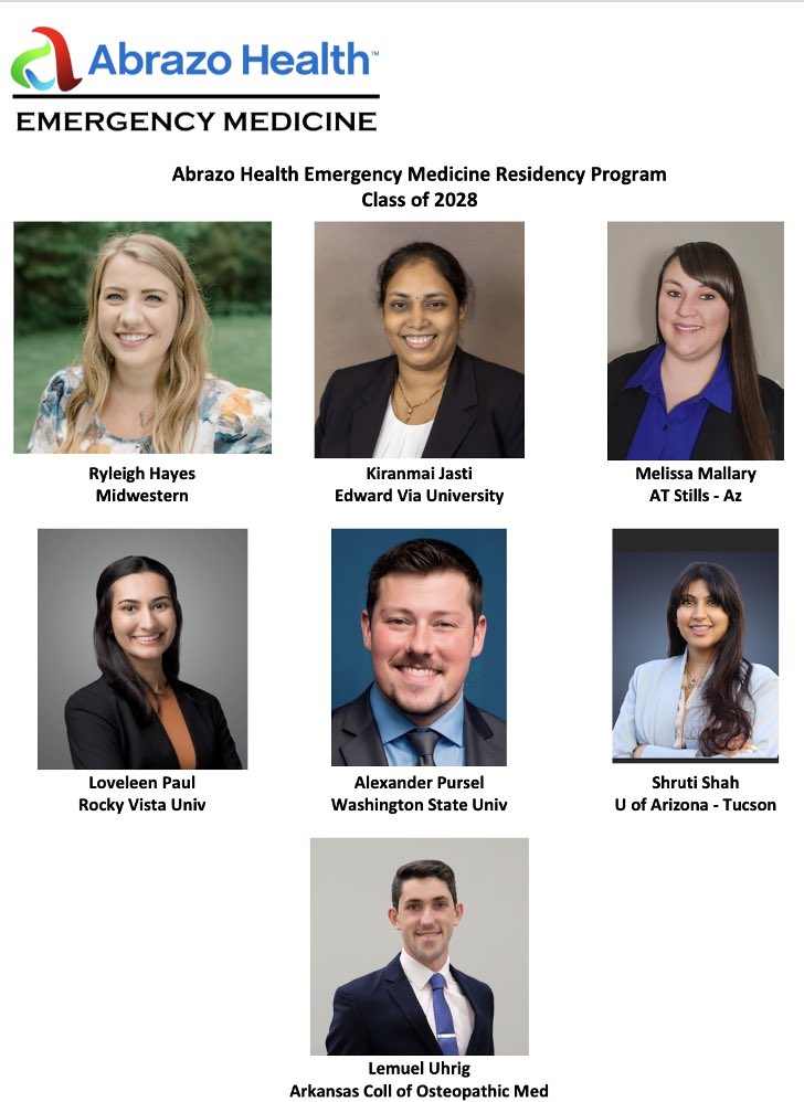 Here they are, The Stellar Seven!!! 

Congratulations to the newly minted Abrazo EM Class of 2028, can't wait to meet you! 🎉🚑

#Match2025 #MatchDay #MatchDay2025 #emergencymedicine #MedTwitter