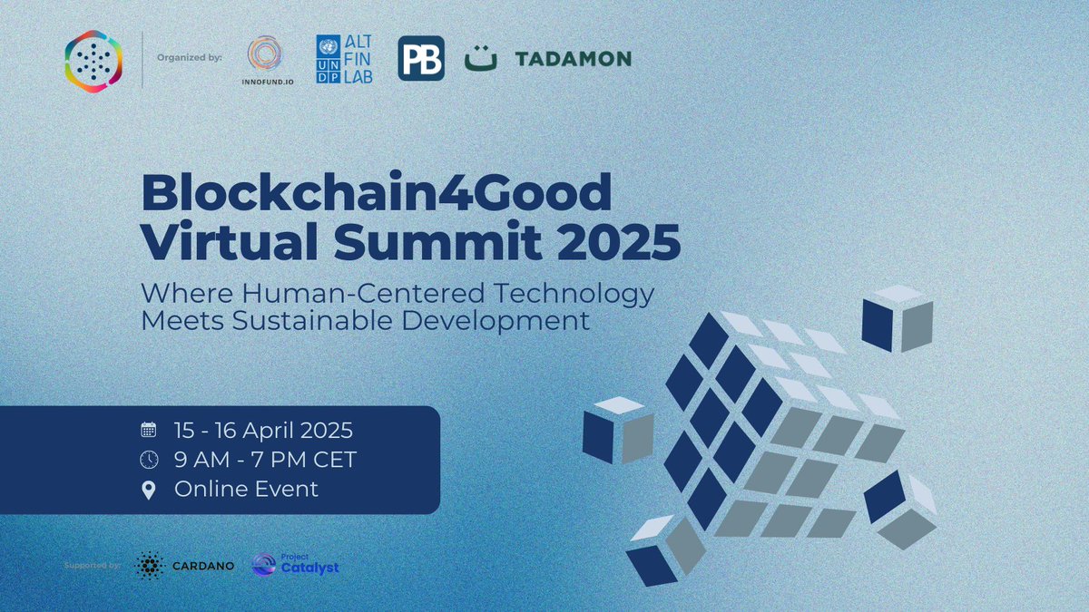Excitement builds as we approach the
<a href="/B4GSummit/">Blockchain4Good</a> on April 15-16! 

🔗Register now blockchain4good.io/virtualsummit2…

We will spotlight Web3 innovations for social impact in areas like: 
- Financial inclusion 🏦
- Digital identity 🆔
- Climate action 🌍
- Supply Chains 🌱 
- and beyond 🌟