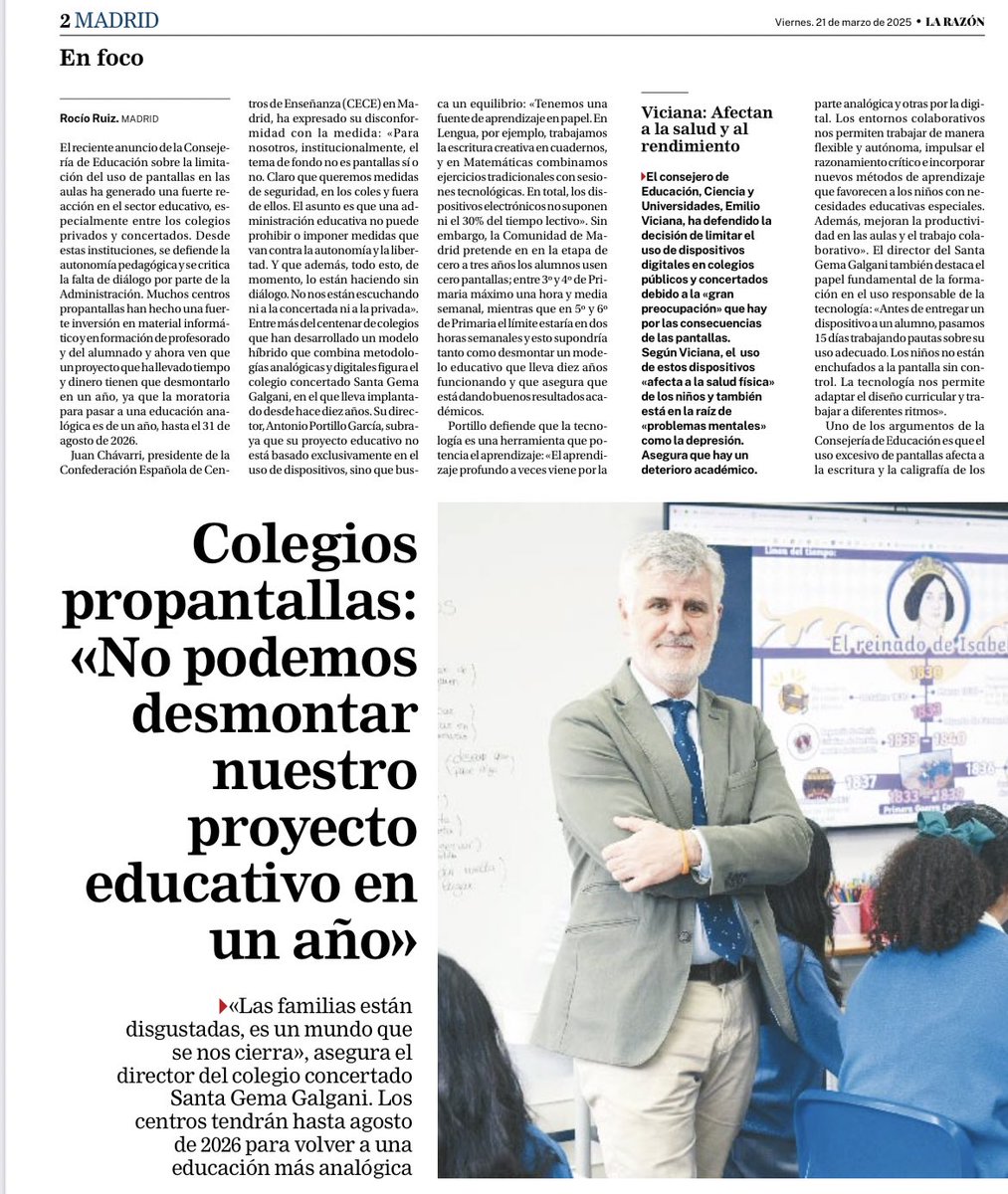 “En nuestro centro se escribe, se hacen dictados, se elaboran mapas conceptuales... La tecnología nos permite ir más allá porque lanzamos propuestas audiovisuales a los alumnos y nos proporciona un feedback constante." Compatibilizar la enseñanza tradicional con algunos aspectos