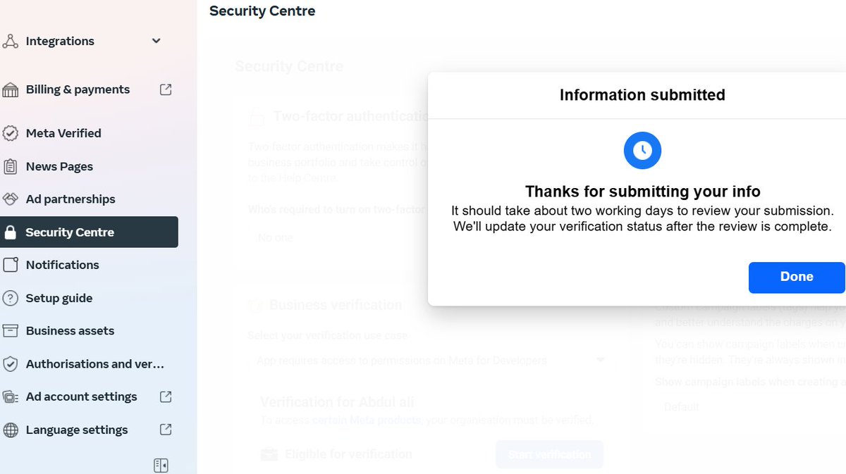 🚀 Facebook Business Verification Submitted! 🔍

We've officially submitted our business verification request to Facebook! ✅ Now, we’re on the way to unlocking more business features, securing our assets, and building greater trust online.
#MetaBusiness #dihanrahian