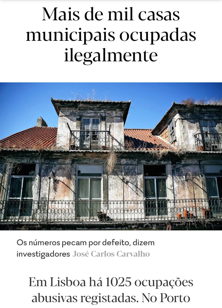 Sem política de habitação estruturada e deficiente fiscalização <a href="/Moedas/">Carlos Moedas</a> vê impassível duplicar ocupação abusiva de casas municipais
👉Dez 21 Gebalis identificou 593 
👉Dez 22 Carta Municipal Habitação identifica 655
⚠️2024 são mais de 1000, depois de regularização extraordinária