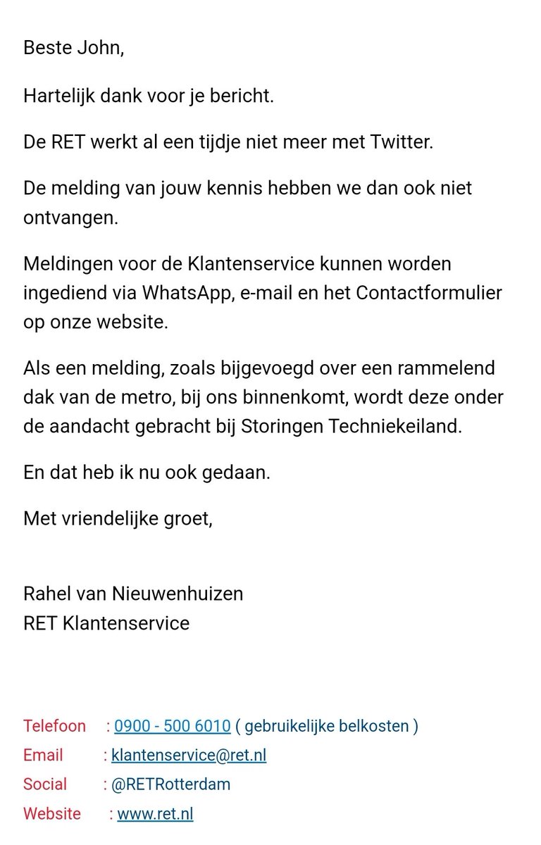 JohnStrootman's tweet photo. @SuperTobie Ik heb even geïnformeerd binnen de RET,  dit is het antwoord 🤦🏻 https://t.co/etYm0QVapl