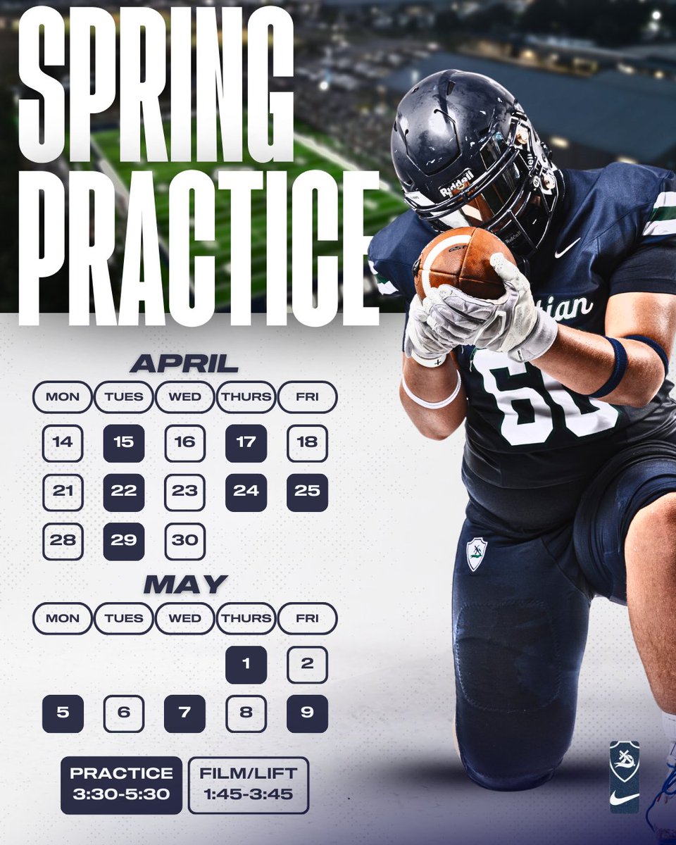 SPRING FOOTBALL IS ALMOST HERE!!!

College coaches mark your calendars to be in WARRIORVILLE for our spring practice dates. Plenty of talent rising through the ranks of our program that you're going to want to get a look at.

#SHIELDSUP