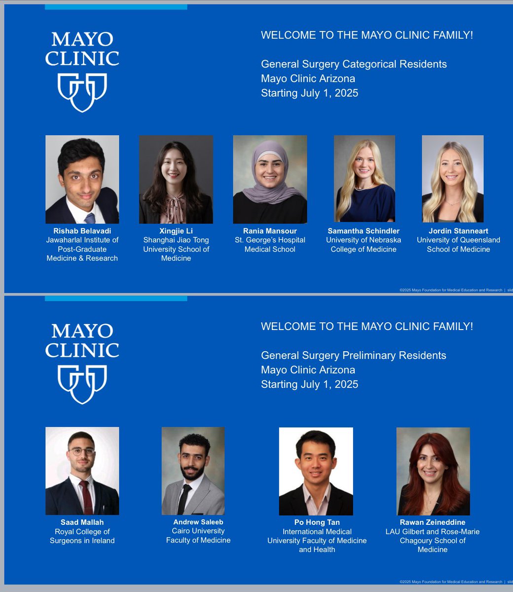 Leah Moore (@leahampelas) on Twitter photo Please welcome our newest class of general surgery residents at <a href="/MayoClinic/">Mayo Clinic</a> in Arizona! 💙💙 #GenSurgMatch2025 #NRMP #MatchDay2025 <a href="/Inside_TheMatch/">Inside The Match</a> Please welcome our newest class of general surgery residents at <a href="/MayoClinic/">Mayo Clinic</a> in Arizona! 💙💙 #GenSurgMatch2025 #NRMP #MatchDay2025 <a href="/Inside_TheMatch/">Inside The Match</a>