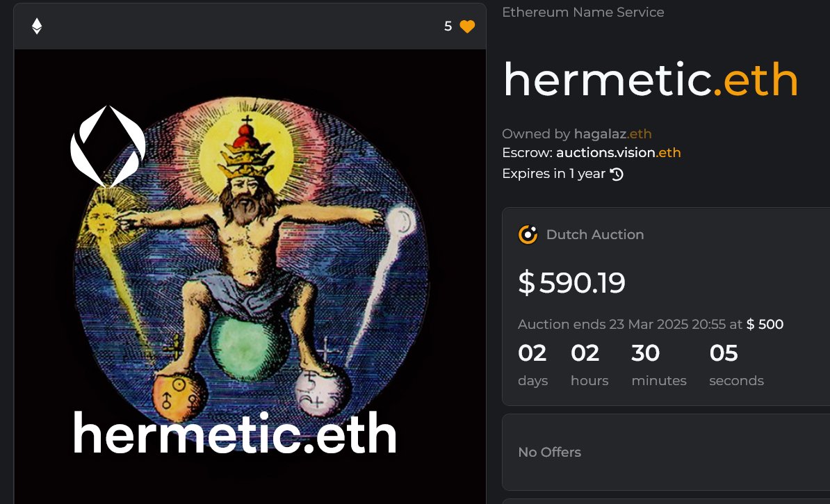 OFooled's tweet photo. GM! #makemybirthdaygreatagain 🎂 Banger on #auction on @ensvision @ensdomains

#ENS #PrePunk10k #PrePunkClub #alchemy #astrology #theosophy #Collectibles #digitalwallet #web3 #Crypto #blockchain #DomainForSale #DomainNames #domainsforsale #DomainNameForSale https://t.co/NYapHGVLmC