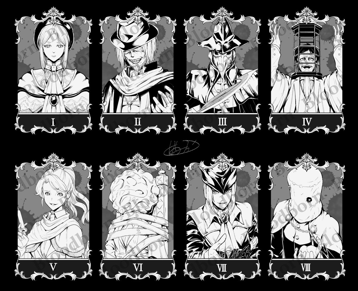 お絵描き。BloodbornのNPC紳士淑女録。
ミリしら台詞当てクイズを試しに作ってみたのでどなたかやってみません?(例:ⅠーA、ⅧーHみたいに組み合わせるカンジ)
フロムゲーはセリフ回しもめちゃくちゃ良いのですよ。 