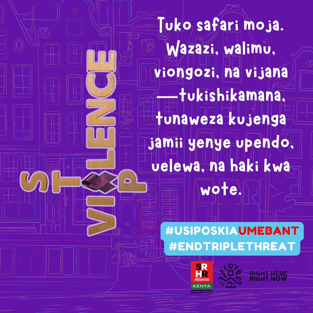 Typo safari moja wazazi,walimu viongozi na vijana tukishikana tunawezakujenga jamii yenye upendo na haki
# END TRIPLETHREAT 
#USIPOSIKIAUMEBANT
.<a href="/KenyaSRHR/">Kenya SRHR Alliance</a> 
.<a href="/RHRNKenya/">Right here Right now Ke</a>