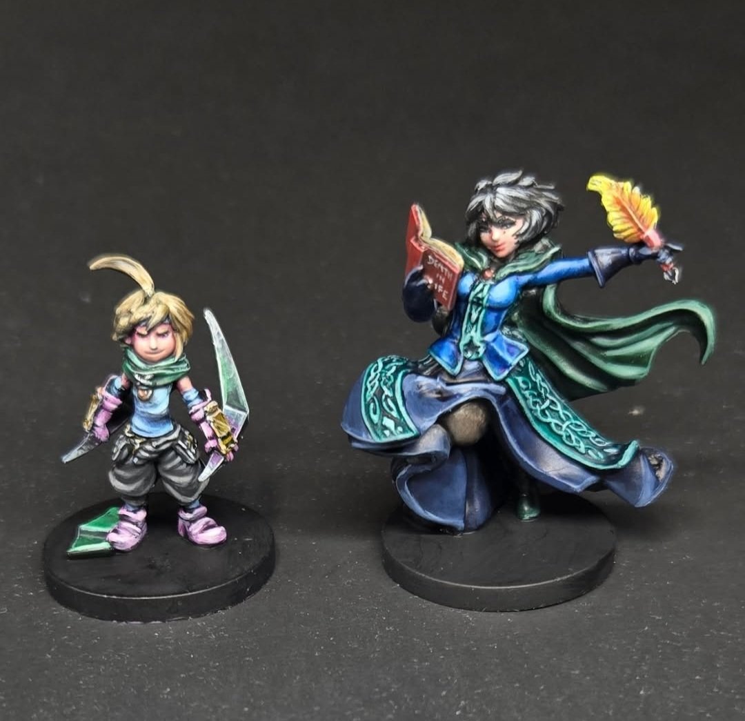 Vanessa Miniatures painted up Mona and Reize for her and her kiddo's home dnd game! 

We'd love to share your painted minis! Tag us or send us pics of your minis ❤️

#shovelknightdungeonduels #shovelknight #paintedminiatures #miniatures #paintingminis