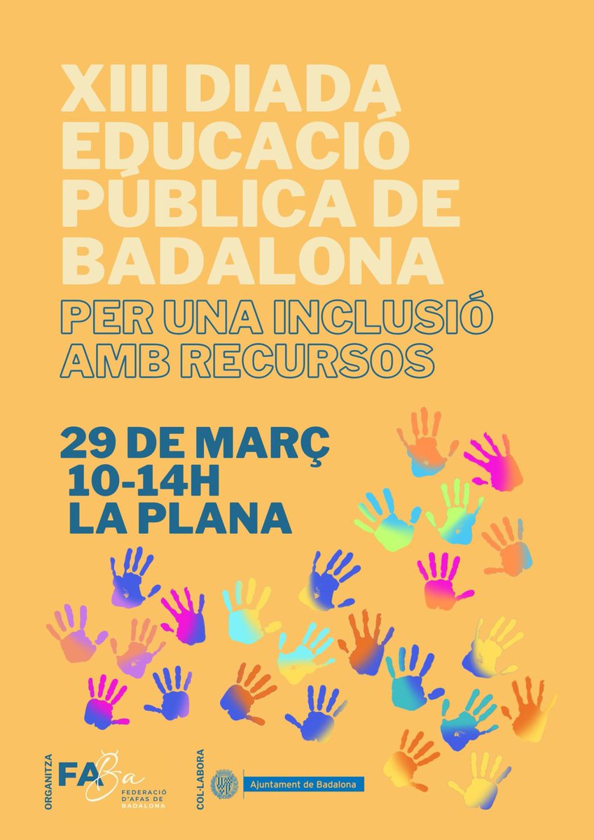 XIII Diada de l’educació pública.
No us la perdeu!!!!!
<a href="/AjBadalona/">Ajuntament de Badalona</a> <a href="/affac_cat/">aFFaC</a> <a href="/bdncom/">Badalona Comunicació</a> <a href="/AfaJungfrau/">AFA Jungfrau</a> <a href="/VentosMir/">AFA Escola Ventós Mir</a> <a href="/Totbadalona/">TOT Badalona</a> #AfasBadalona 
#DiadaPublica