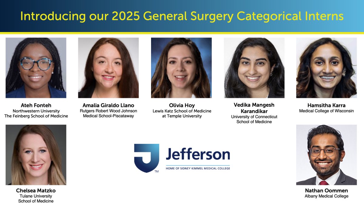 Jefferson Surgery (@jeffsurgery) on Twitter photo We are thrilled to introduce our categorical interns in General Surgery at <a href="/TJUHospital/">Jefferson Health</a> #jeffersonmatch2025 #GenSurgMatch2025 š We are thrilled to introduce our categorical interns in General Surgery at <a href="/TJUHospital/">Jefferson Health</a> #jeffersonmatch2025 #GenSurgMatch2025 š