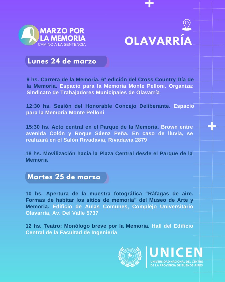 FacsoUnicen's tweet photo. 📣🤍 La UNICEN invita a sumarse a las actividades de Marzo por la Memoria en Olavarría. Con el apoyo de diversas facultades y organizaciones, se realizarán acciones de reflexión y promoción de los derechos humanos, conmemorando el 24 de marzo. https://t.co/xxp8iC0aff