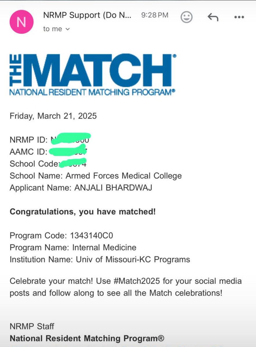 anjali_md1's tweet photo. And the journey begins!! Blessed to have so many friends and mentors!! Extremely grateful for the opportunities and support!! #MATCH2025 #USMLE #NRMP #ECFMG #UMKC #IM https://t.co/eUX0scgmip