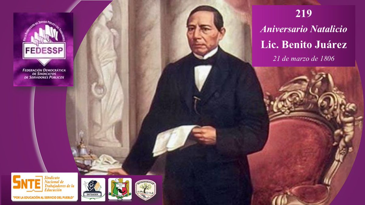 #21DeMarzo 
219 Aniversario
Natalicio del “Benemérito de las Américas”
"Entre los individuos, como entre las Naciones; el respeto al derecho ajeno es la conservación de la paz".
Lic. Benito P. Juárez García
<a href="/agusaviles1/">Agustín Avilés</a> <a href="/pedrojoseescar3/">pedro jose escarcega delgado</a> <a href="/censntsict/">SNTSICT</a> <a href="/marudavalos29/">Maru Dávalos</a> 
<a href="/mariogomezgg/">Mario  Gómez</a>