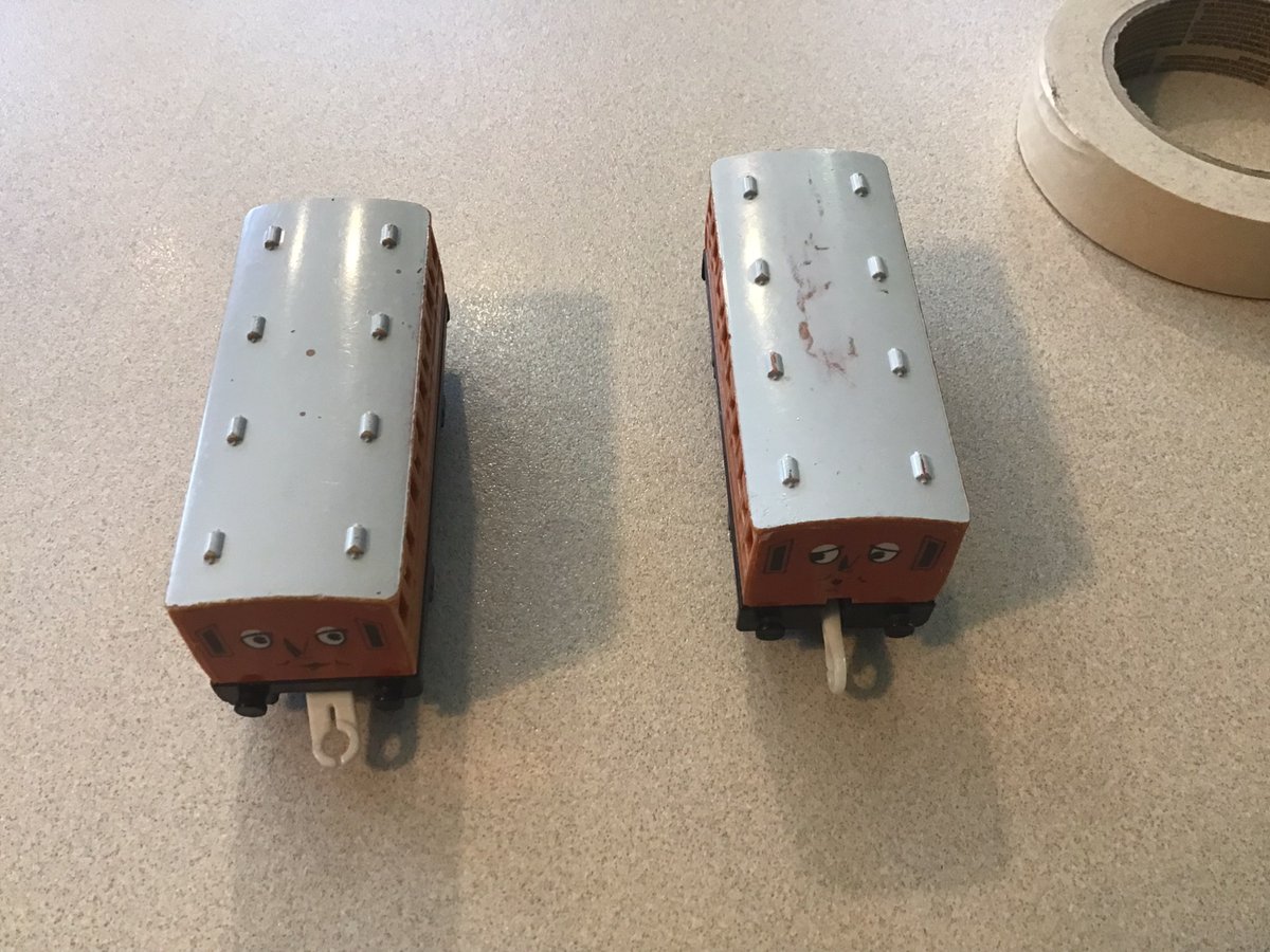 I’m currently Coping with the idea of painting over Annie, and Clarabel’s roofs. I do have white spray and masking tape.