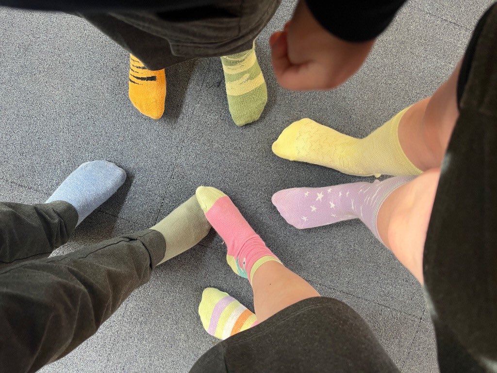 AlkringtonPS's tweet image. #worlddownsyndromeday2025 We loved wearing our odd socks today! #enrichment #PSED #RW