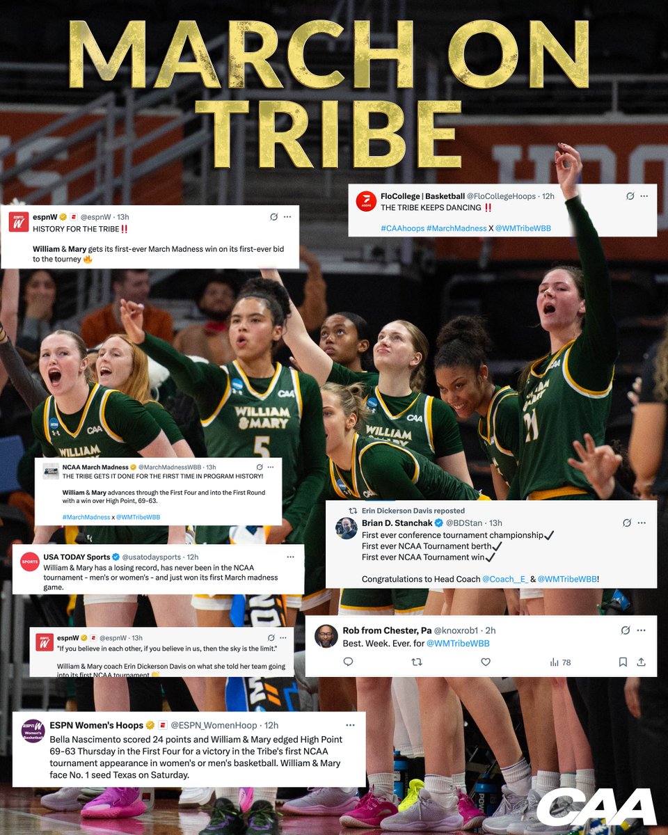 CAA Basketball (@caabasketball) on Twitter photo About last night‼️
Everyone is talking about <a href="/WMTribeWBB/">William & Mary Tribe Women's Basketball</a>
#CAAHoops About last night‼️
Everyone is talking about <a href="/WMTribeWBB/">William & Mary Tribe Women's Basketball</a>
#CAAHoops