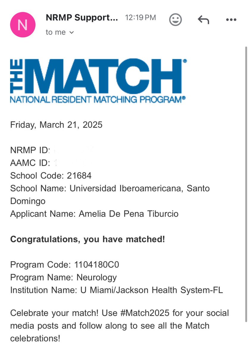 ameliadepena's tweet photo. I’m so excited for this new chapter!!🎉
#Match2025 #neuro https://t.co/OtlfjrIwPl