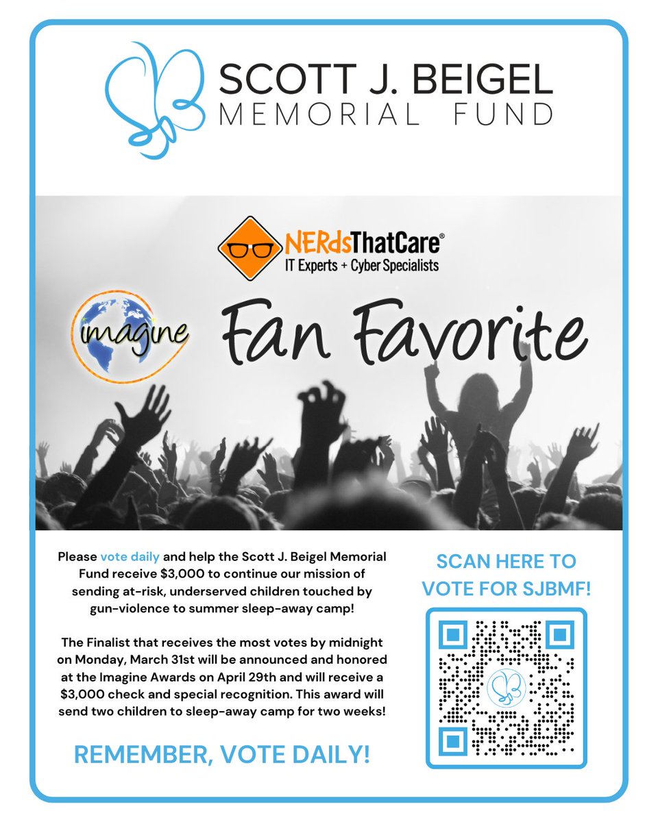 HAVE YOU VOTED TODAY? 

The Scott J. Beigel Memorial Fund is in the running for The Imagine Fan Favorite Award, and we need YOUR help to win a $3,000 grant!

Visit: woobox.com/xa4e8q
Enter your name &amp; email
Click Vote under Scott J. Beigel Memorial Fund
Click Submit