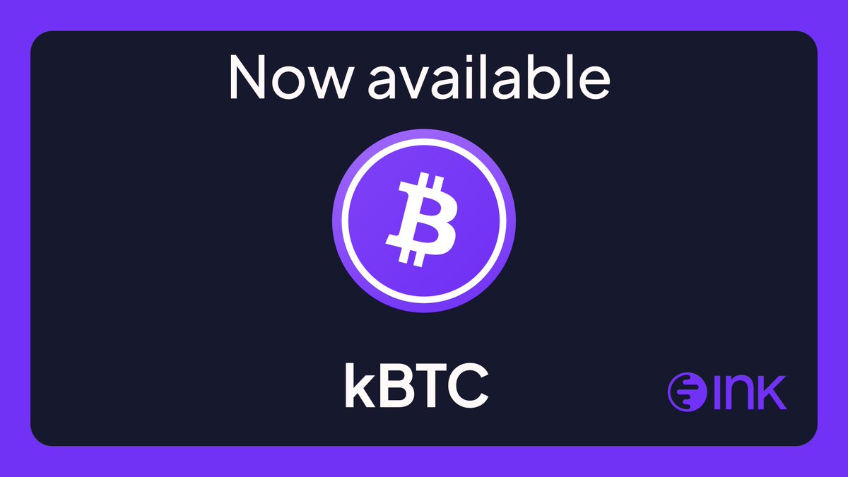 inkonchain's tweet image. The power of Bitcoin, on Ink.

🟪 Fully backed 1:1
🟪 Held securely by Kraken
🟪 Always verifiable onchain

Live today. Meet kBTC 
kraken.com/kbtc