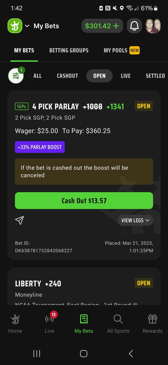 Kyle_Fairchild1's tweet photo. @DraftKings @DKSportsbook #BetTheUnexpected https://t.co/KW6e10qX6k