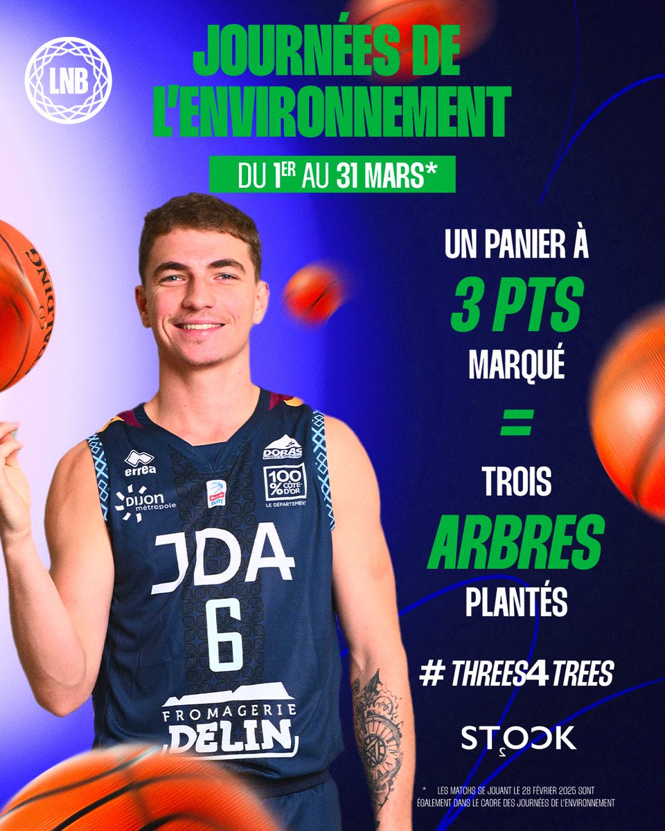 jdadijonbasket's tweet photo. Les journées de l’environnement sont toujours d’actualité ! 🍃
Du 28 février au 31 mars 2025, la LNB participe à un projet de reforestation dans les Landes en collaboration avec les clubs de @Betclic_ELITE et de @PROB_officiel !
#MyJDA #JDAFamily #Threes4Trees https://t.co/oh8aN39FJ8