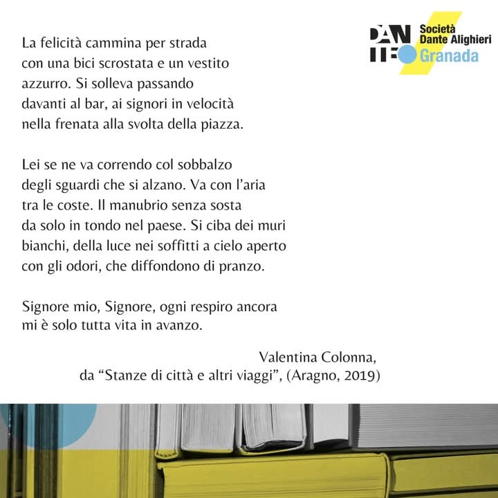 La Dante Granada (@dantegranada) on Twitter photo Celebramos el #diamundialdelapoesía compartiendo estos preciosos versos de la poeta italiana <a href="/valecolonnapoes/">Valentina Colonna</a>, amiga y colaboradora cultural de #LaDanteGranada ✨
¡Y celebramos también Granada, ciudad que tanto ha dado a la poesía!
🇮🇹#EsTuDante
<a href="/la_dante/">Società Dante Alighieri</a> #societàdantealighieri Celebramos el #diamundialdelapoesía compartiendo estos preciosos versos de la poeta italiana <a href="/valecolonnapoes/">Valentina Colonna</a>, amiga y colaboradora cultural de #LaDanteGranada ✨
¡Y celebramos también Granada, ciudad que tanto ha dado a la poesía!
🇮🇹#EsTuDante
<a href="/la_dante/">Società Dante Alighieri</a> #societàdantealighieri