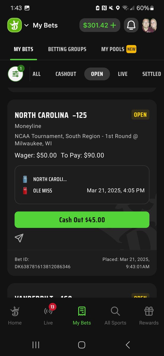 Kyle_Fairchild1's tweet photo. @DraftKings @DKSportsbook #BetTheUnexpected https://t.co/KW6e10qX6k