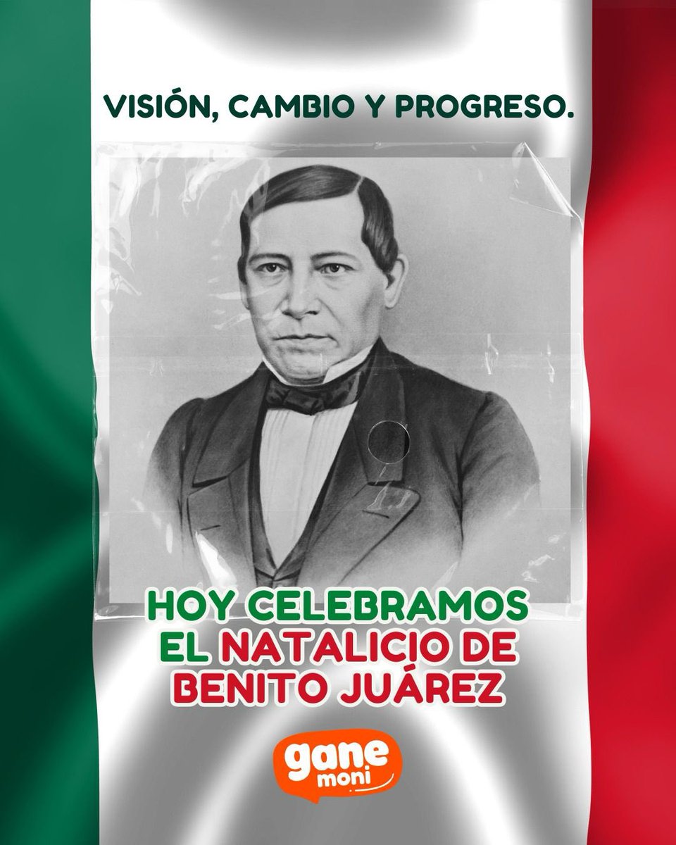 Hoy honramos el legado de Benito Juárez, un símbolo de justicia, cambio y progreso en la historia de México. 🌟🇲🇽 Su visión sigue inspirando generaciones. 

#BenitoJuárez #HistoriaMexicana #Recargas #Mexico #GaneMoni