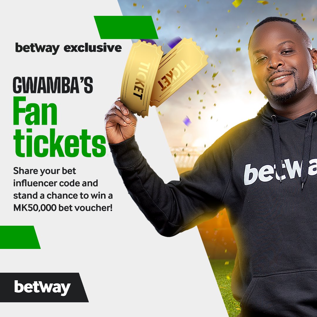 ASA 7:30pm yadutsa!!!!!!

QUOTE this TWEET with your BET INFLUENCERS CODE and stand a chance to win a 50,000 Kwacha Voucher from the 🐐 and <a href="/BetwayMalawi/">Betway Malawi</a>!!!

5 winners from Twitter Malawi this week!

Lets go!!!

To open an account; bit.ly/Gwamba.