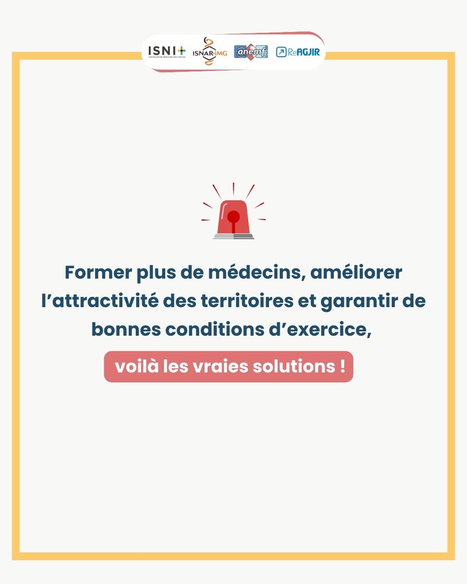 ReAGJIR's tweet photo. 📢 Démographie médicale : Stop aux idées reçues !

🚨 NON, la régulation à l’installation ne fonctionne pas ailleurs !

👉 Former plus de médecins, améliorer l’attractivité des territoires et garantir de bonnes conditions d’exercice : voilà les vraies solutions ! https://t.co/pwXZPiWL9l