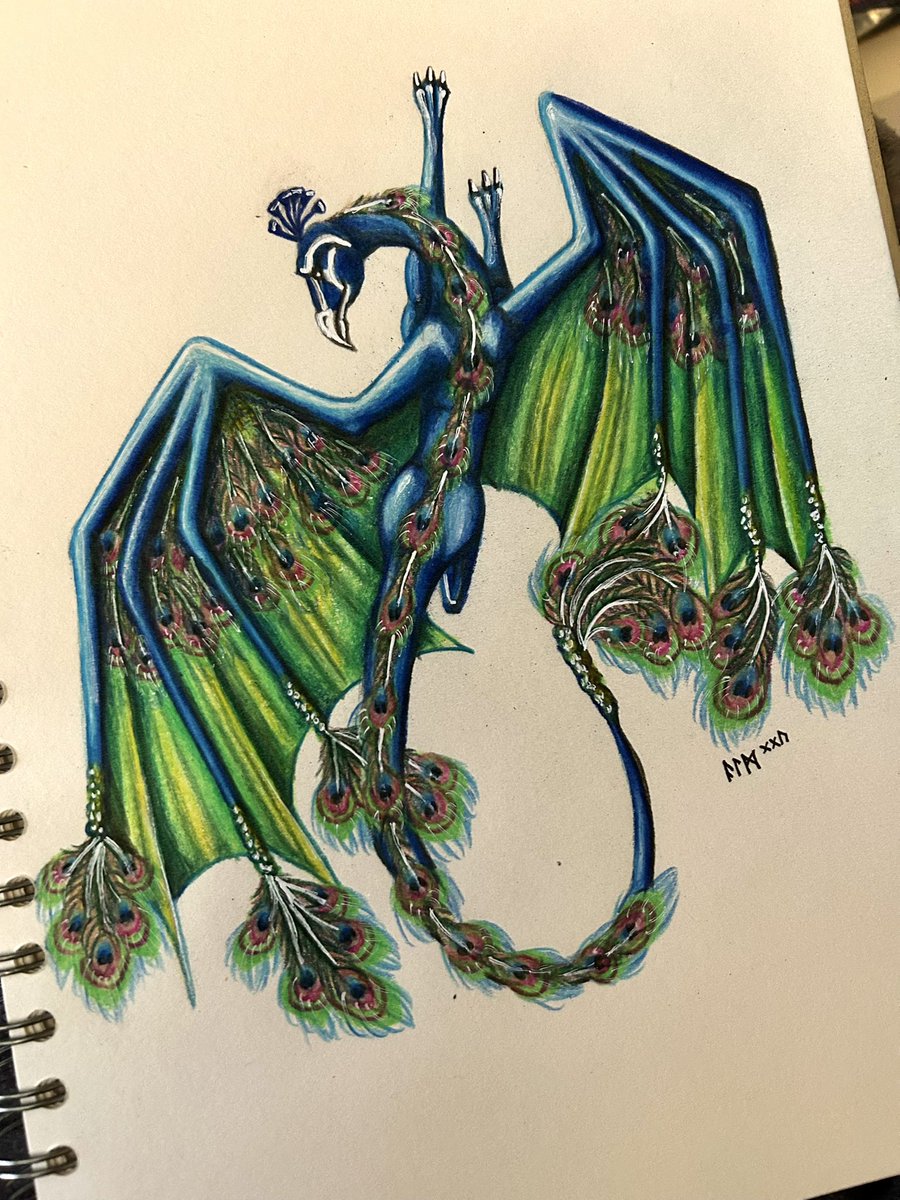 Peacock dragon doodle. #pencildrawing #dragon #illustration #iamdrawing