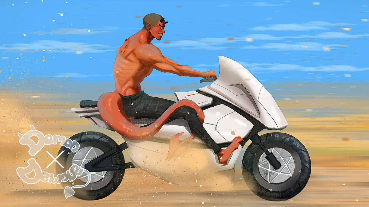 Bleubbletea's tweet photo. Brutus again

#art #digitalart #demondemons #devil #OC #motorcycle https://t.co/QmnvlUU6mD