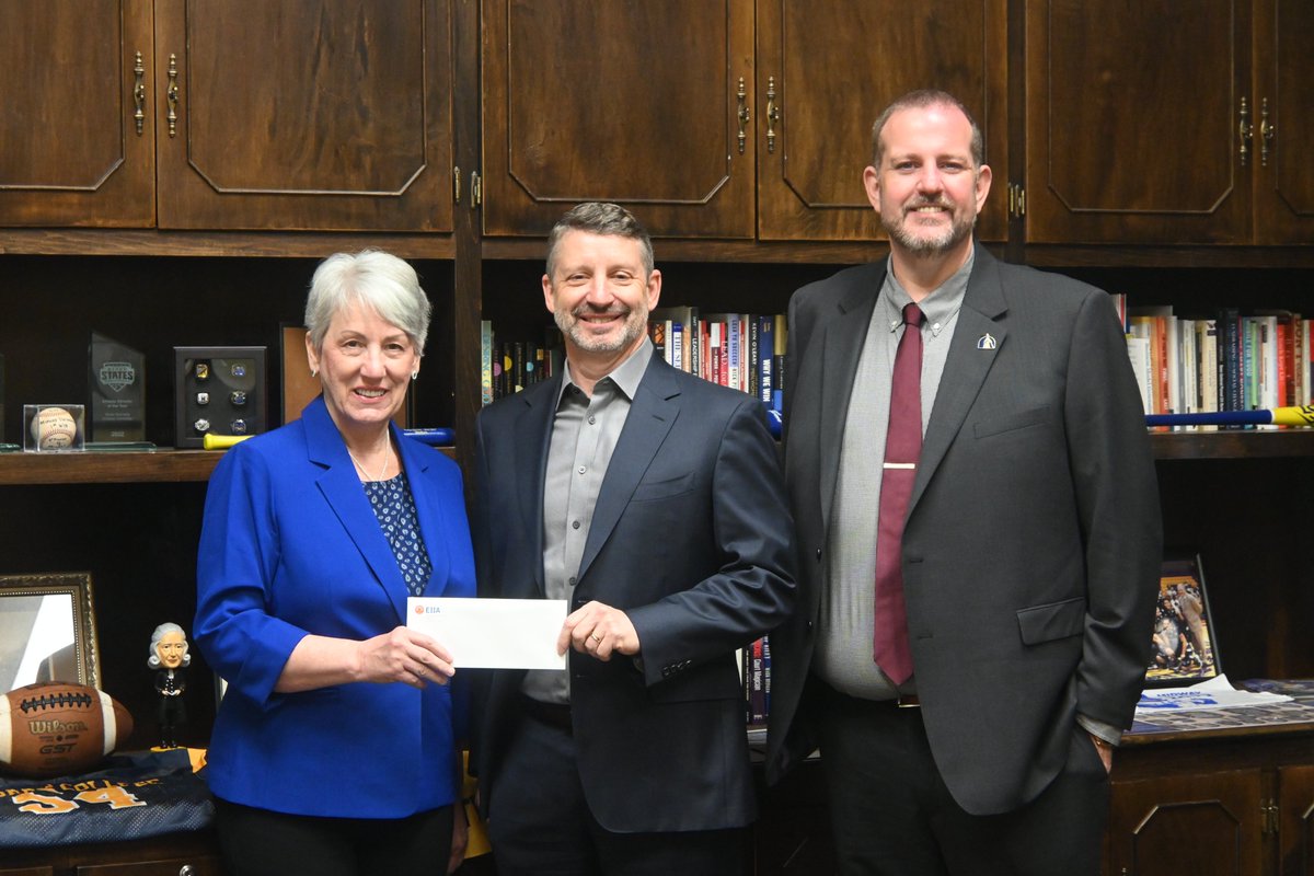 Andrew College is the first recipient of an EIIA Risk Management Foundation grant. The grant supports capital projects designed to mitigate safety risks. Pictured are Beth Strickland, Andrew College CFO; Dave Dietz, EIIA President; Andrew College President, William R. Kennedy.