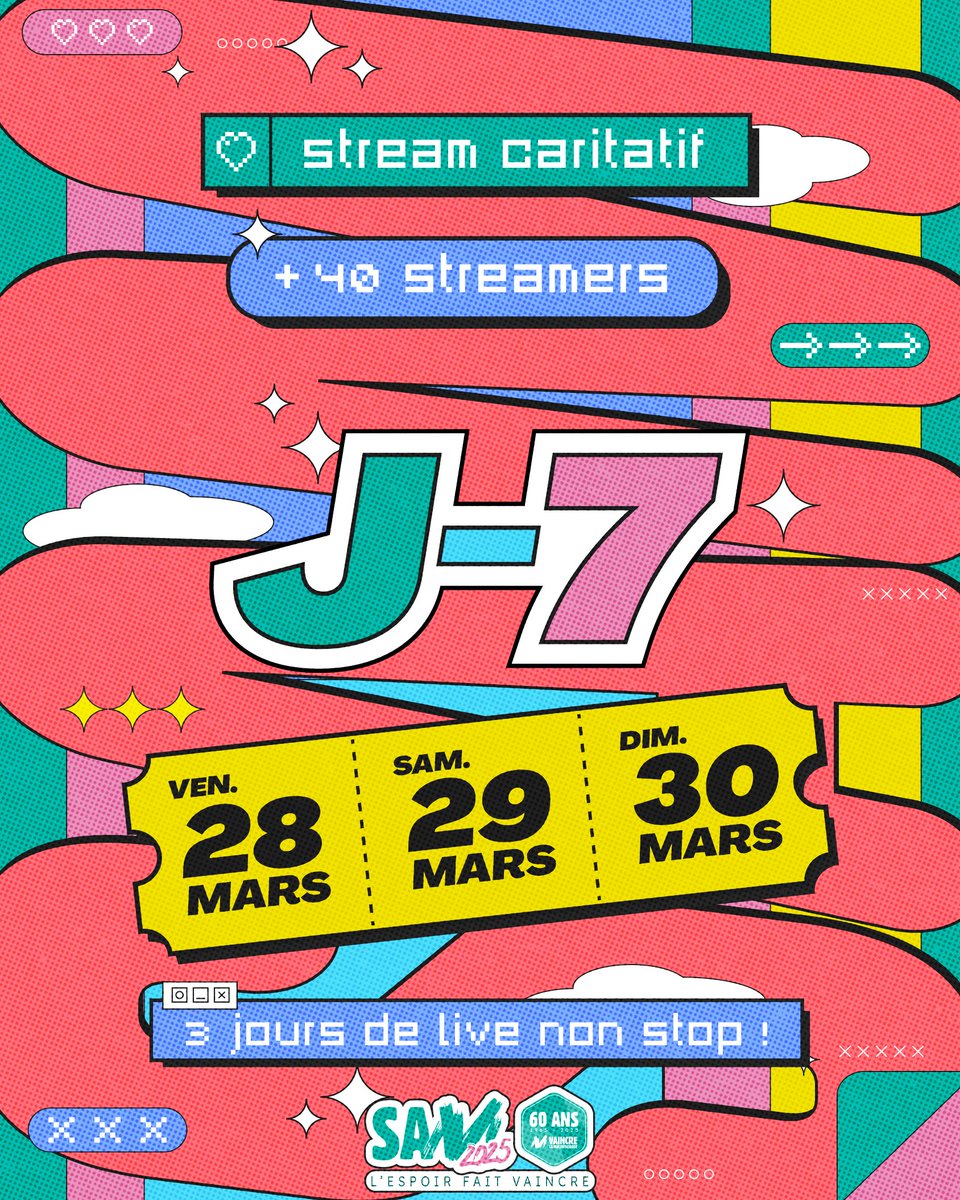 Dans une semaine débutera #SAM2025 avec 40 streamers engagés pour vivre une édition hors du commun 💪✨

Suivez cette aventure depuis twitch.tv/streamagainstm…

A très vite 👀🔥