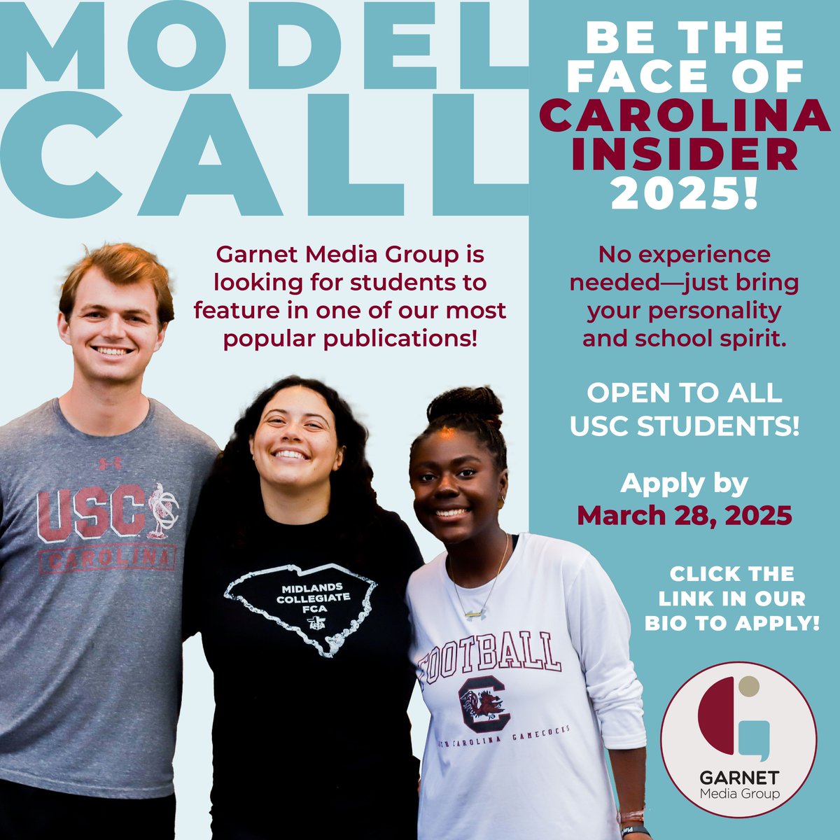 Garnet Media Group is looking for students to feature in one of our most popular publications! 📸 No experience is needed! Fill out the application using the link in our bio, and we'll be in contact!
#GarnetMediaGroup #StudentMedia