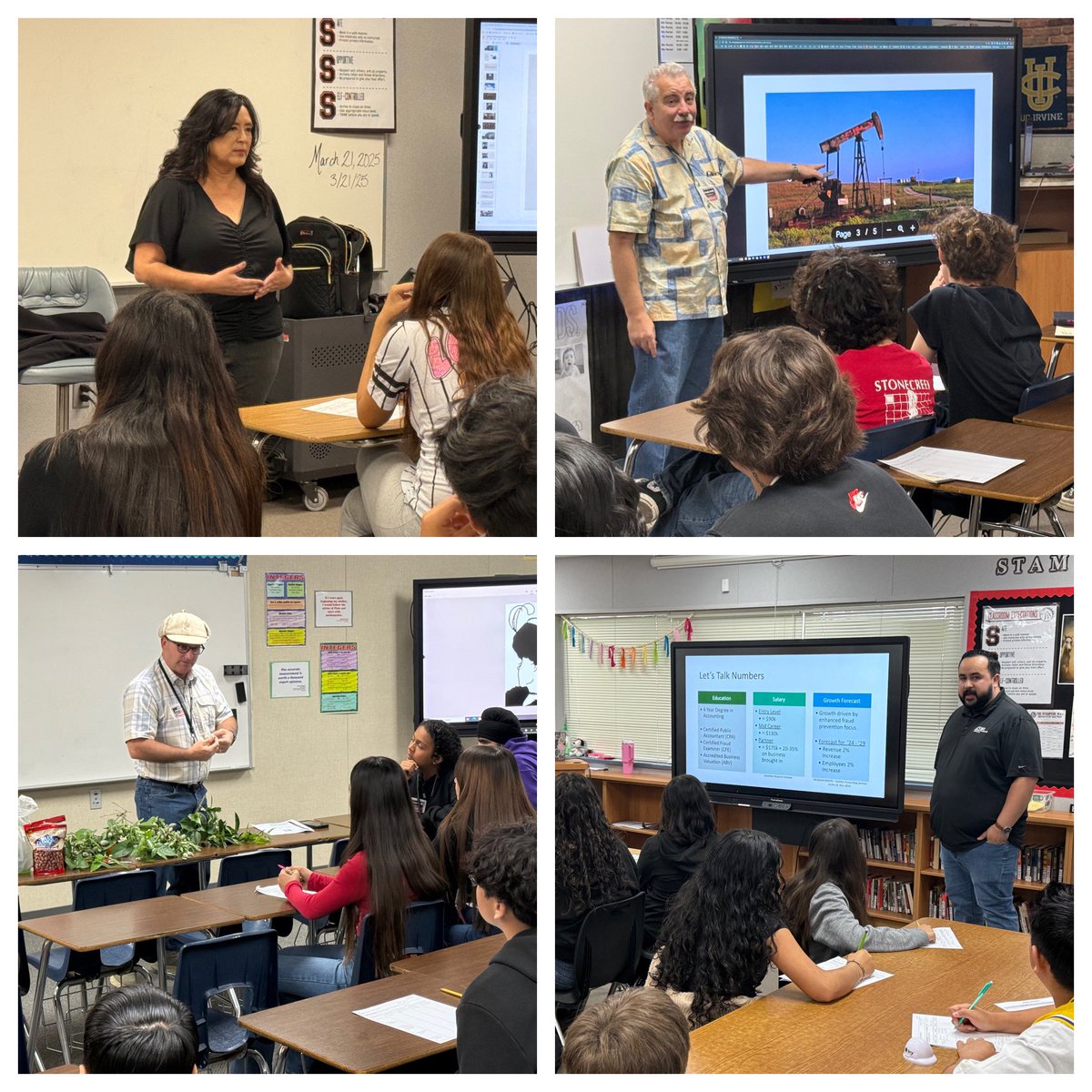 StonecreekJHS's tweet photo. Just a few of the 50+ presenters that came to the #StonecreekStampede Career Fair! We are so thankful for our amazing community members volunteering time to talk w/ our #Stampede #students. #Inspire #Equip #Enrich #ThisIsAVID #AVIDforPossibility #NationalSchoolsToWatch #PBVUSD https://t.co/g7DsT4w7yA