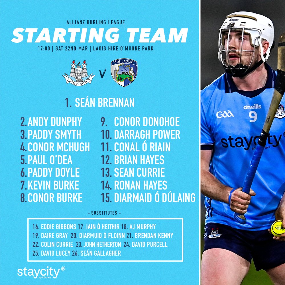 Dublin Senior Hurling manager Niall Ó Ceallacháin has named his panel for Saturday's Allianz League meeting with Laois in Portlaoise 👕

#UpTheDubs