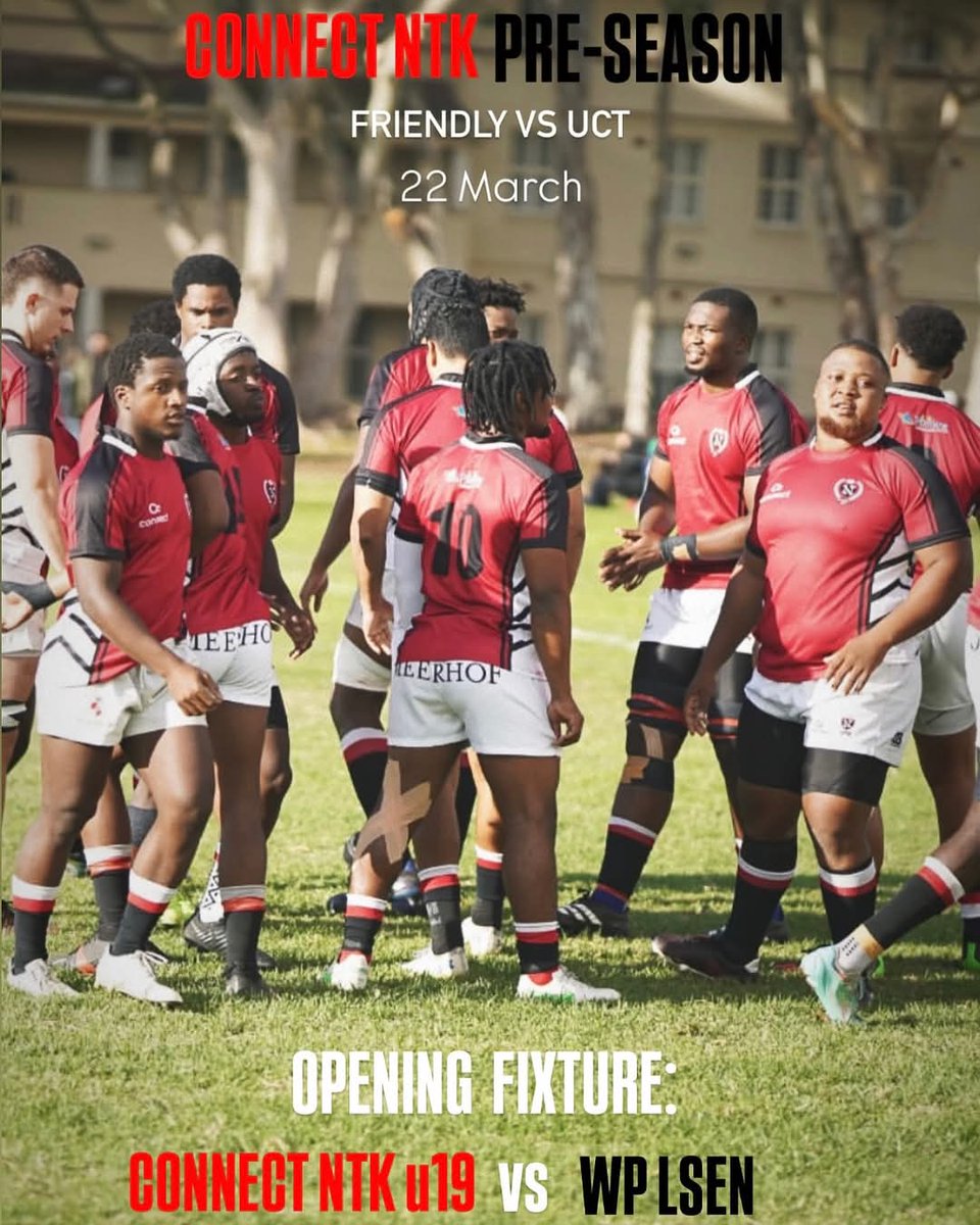 Pre-season is here! 🔥🏉

Join us as Connect NTK takes on UCT in a pre-season friendly! Plus, don’t miss the U19s against WP LSEN. 

📅 22 March
📍 NTK Rugby Club, Parow North
🎟️ R20 per spectator | R20 per vehicle
