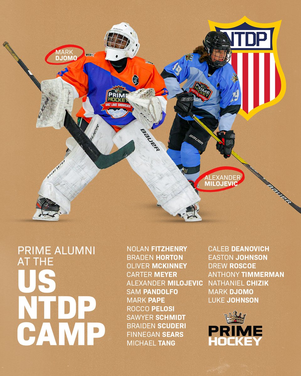 19 Prime alumni are attending the 2025 US NTDP Camp!

They participated in a variety of our events including Prime Spring teams, <a href="/worldselects/">World Selects Invitational</a> tournament, Prime Camps (Blue &amp; White / Maize &amp; Blue) &amp; Prime EXPO Utah.

Wishing these talented individuals the best of luck this week!