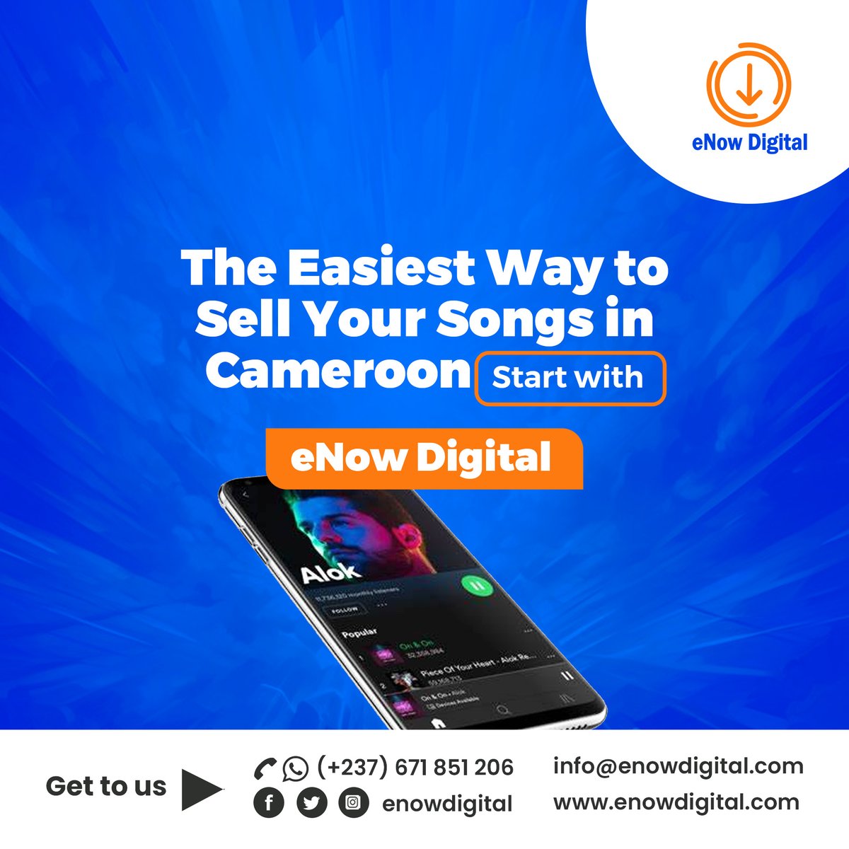 The easiest means to sell your music projects online in Cameroon.

➖➖➖➖

Visit: enowdigital.com

#eNowDigital #Buy #Sell #MusicEPs #MusicAlbums #EventTickets #PayWithMTNMoMo #OrangeMoney #CreditCard