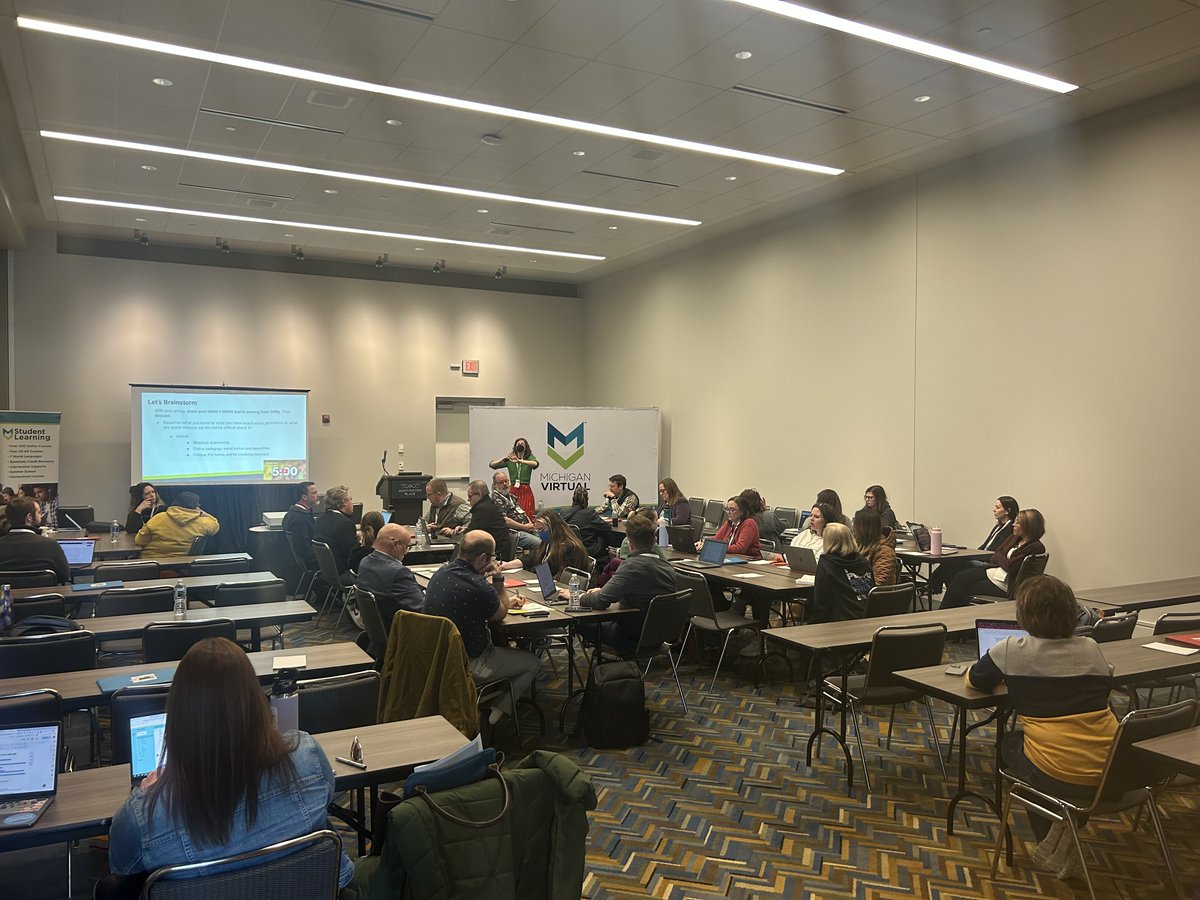 MichiganVirtual's tweet photo. We’re going to close out this #MACUL25 with a couple sessions on creating content that matters and, of course, the ethical use of AI! #HumanizingLearning @MACUL https://t.co/NkPbsYhlDi