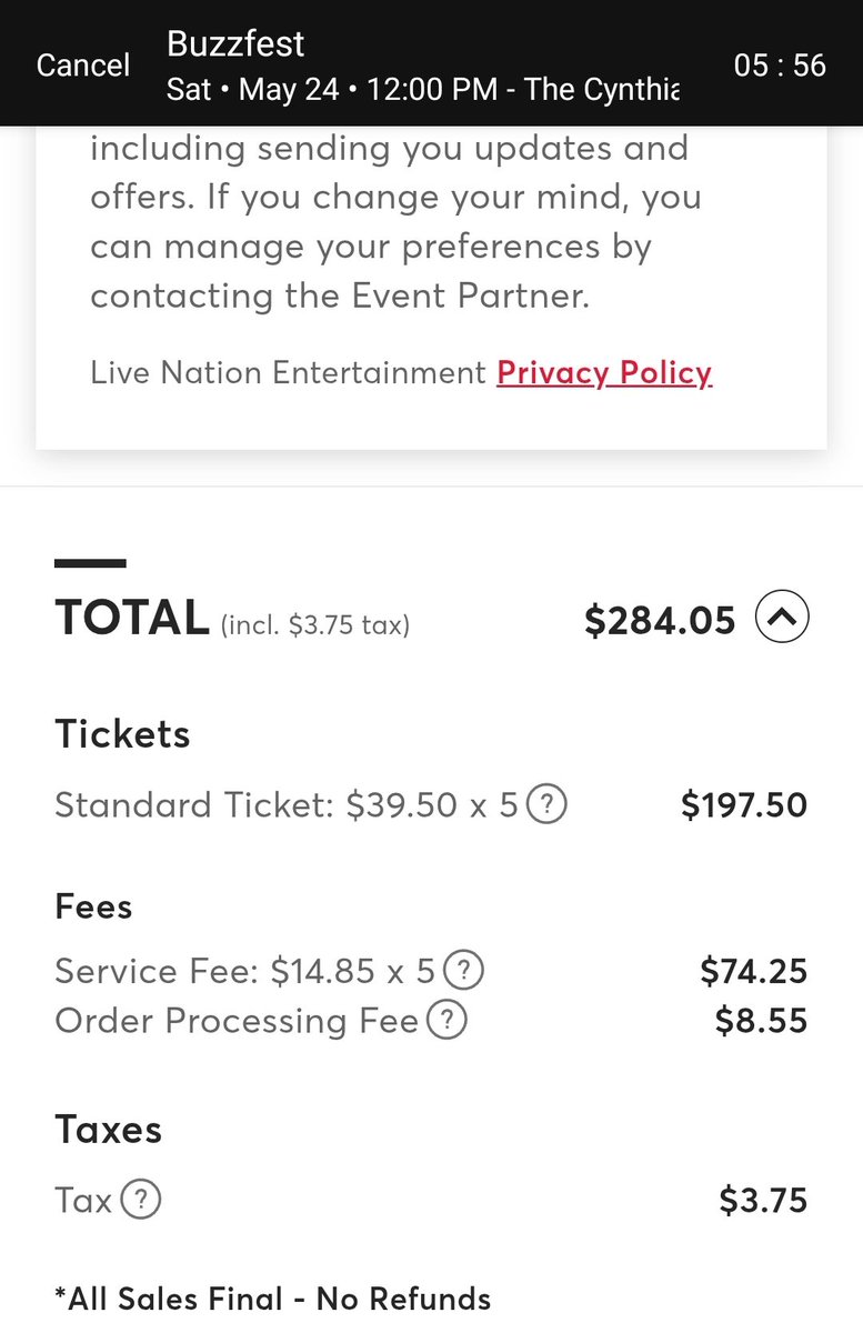 Z (@kissingsinners) on Twitter photo Forget Ticketmaster! Go to the <a href="/CWMPavilion/">The Pavilion</a> box office today and buy lawn seats for $25 all in! #buzzfest #945thebuzz
5 tickets at Box Office = $125 🔥
5 tickets at Ticketmaster = $284 including over $82 in fees!!! 🤢 Forget Ticketmaster! Go to the <a href="/CWMPavilion/">The Pavilion</a> box office today and buy lawn seats for $25 all in! #buzzfest #945thebuzz
5 tickets at Box Office = $125 🔥
5 tickets at Ticketmaster = $284 including over $82 in fees!!! 🤢